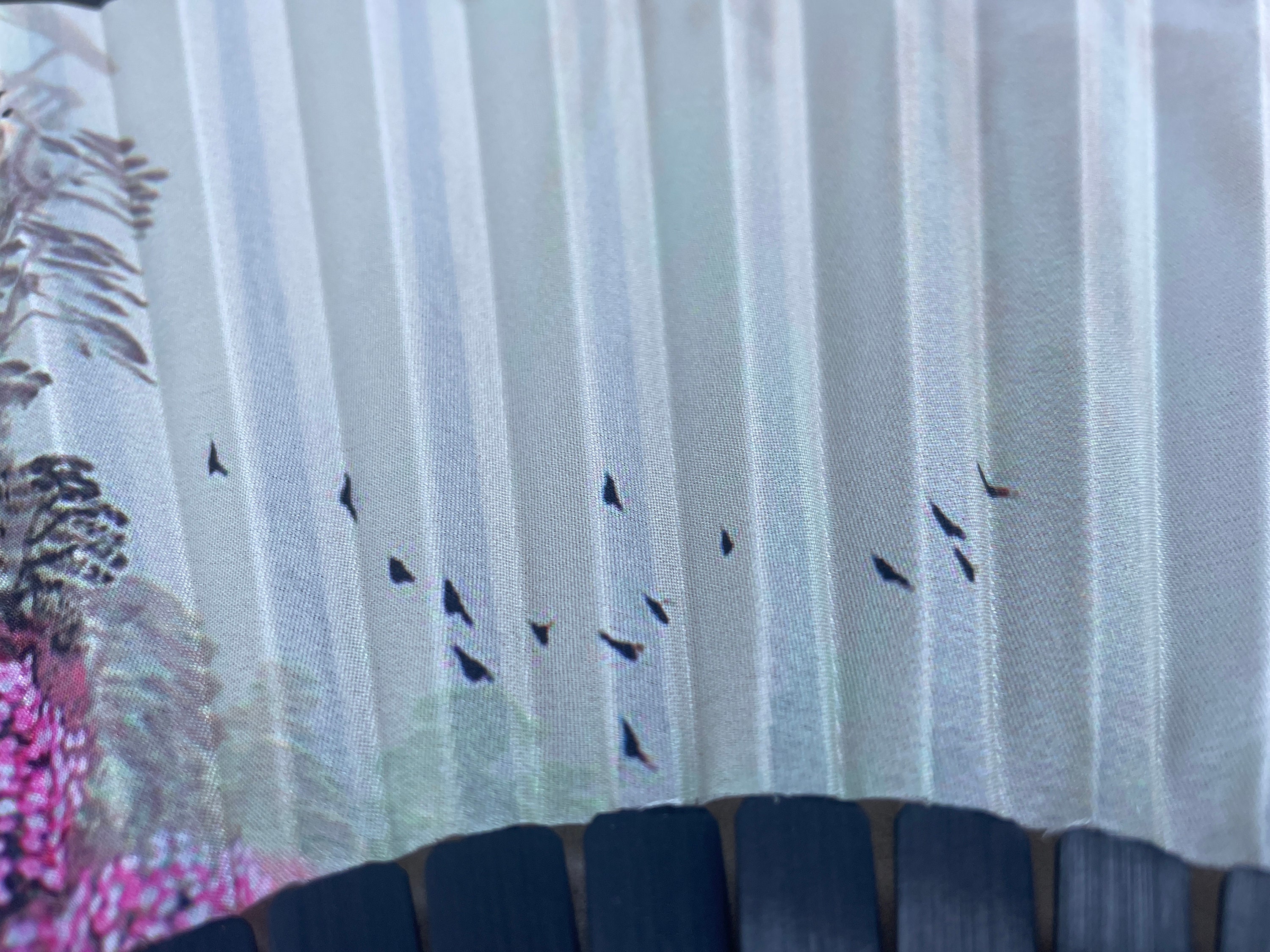 Turquoise Mountain and Pink Blossom Landscape Folding Hand Fan - view 4