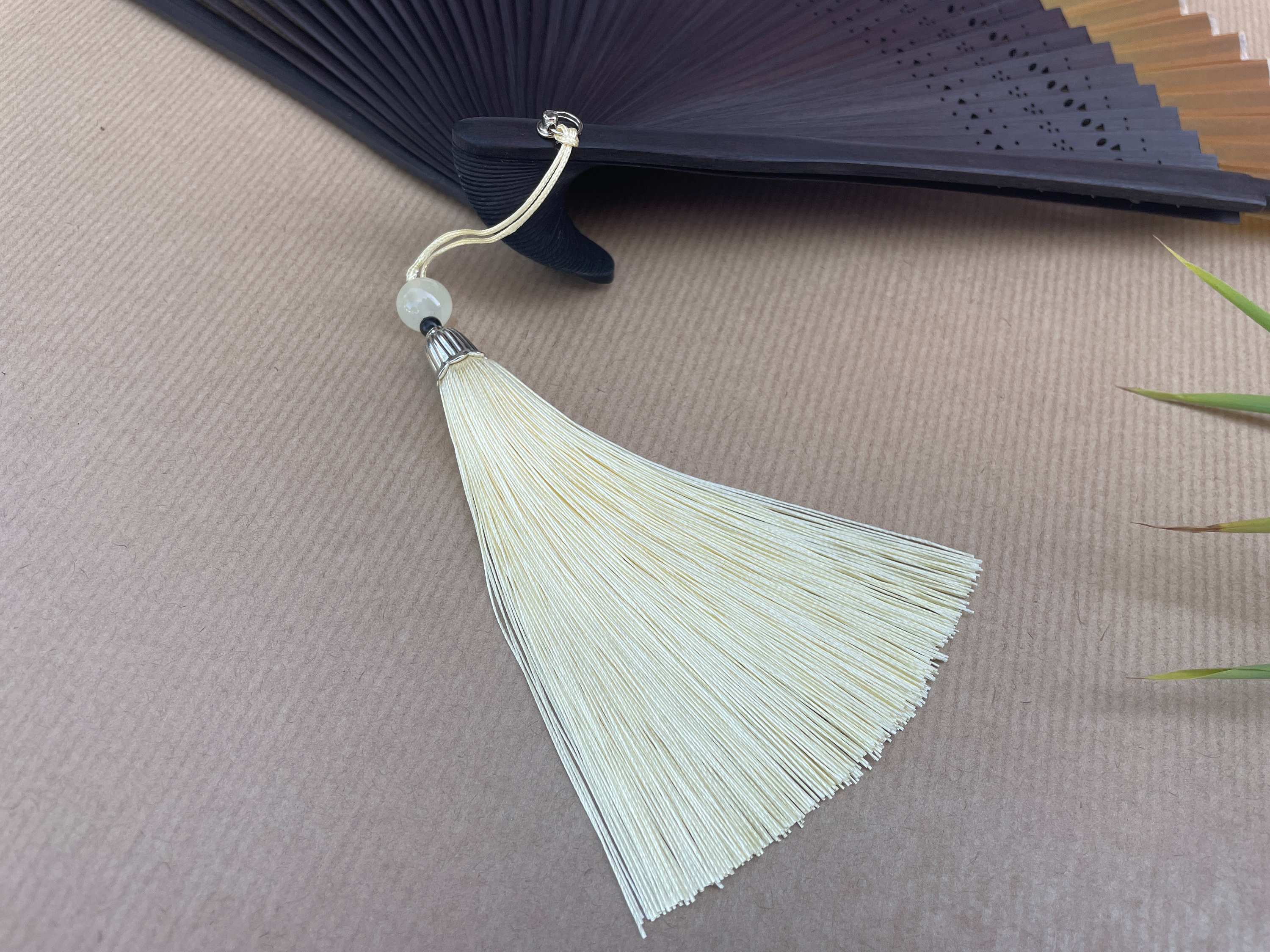 Champagne Gold and Midnight Blue Ombre Folding Hand Fan - view 4
