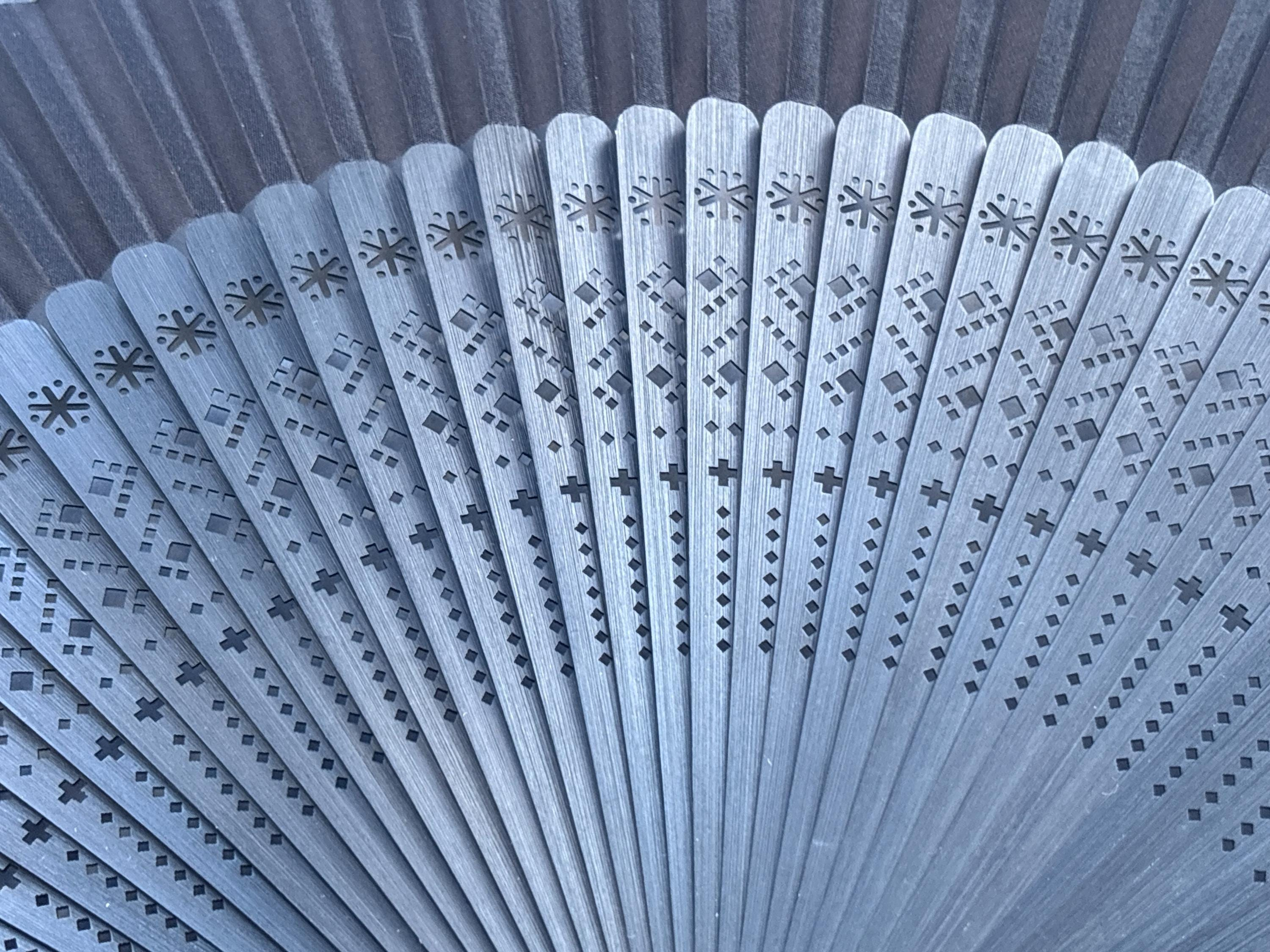 Midnight Blue Floral Cutout Pattern Folding Hand Fan - view 2