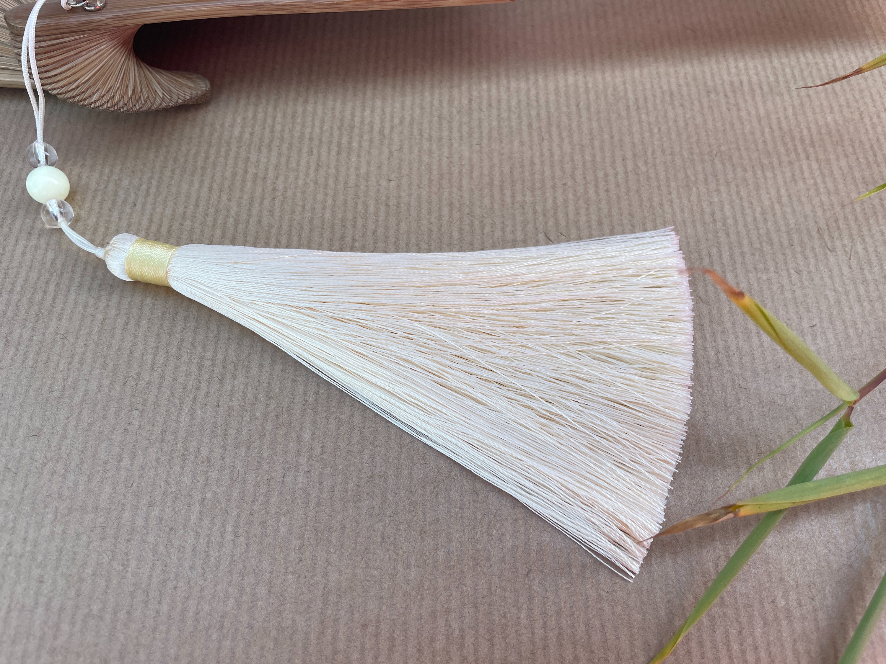 Blush Pink White Plum Blossom Branch Folding Hand Fan - view 5