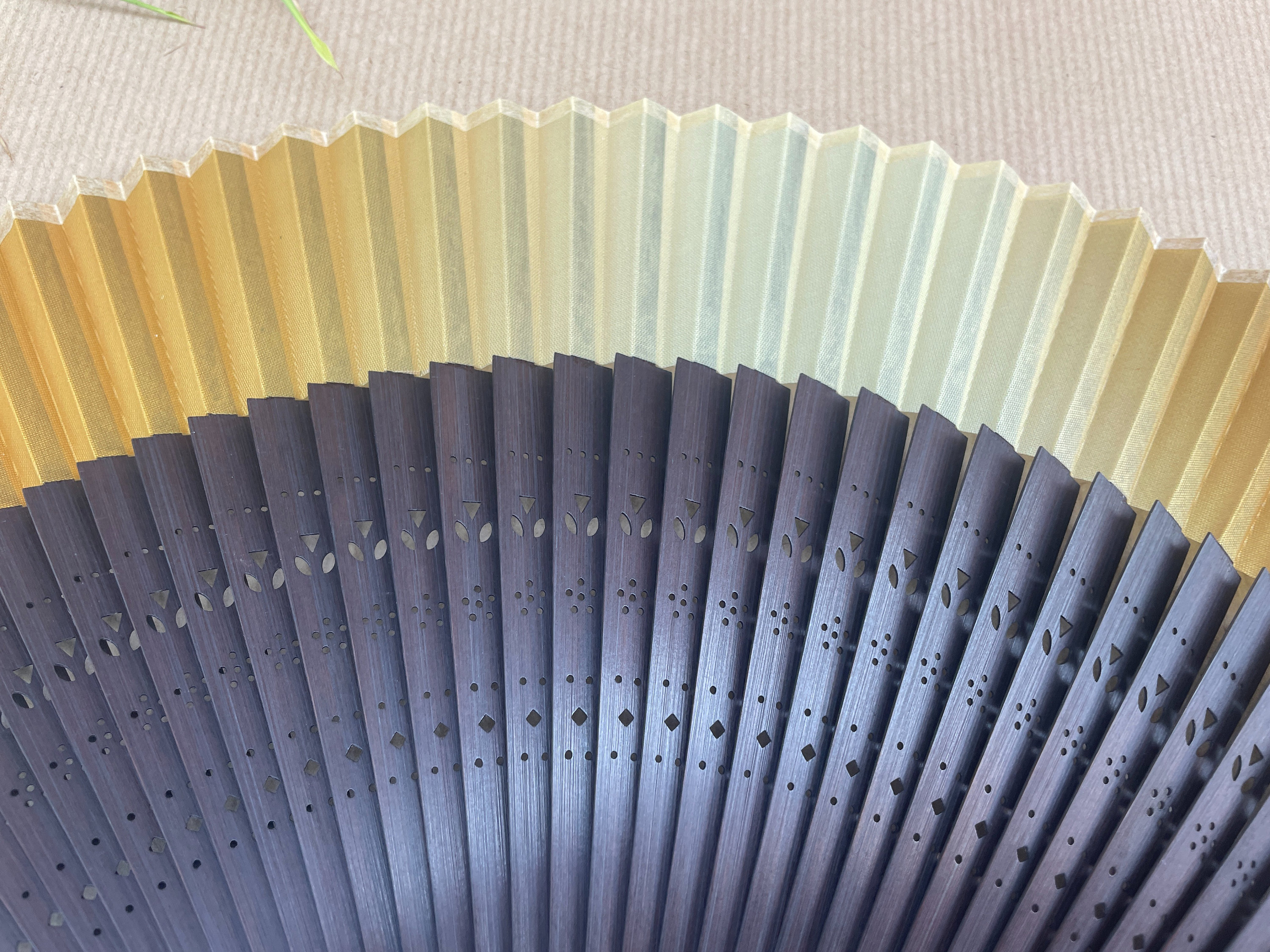 Champagne Gold and Midnight Blue Ombre Folding Hand Fan - view 2
