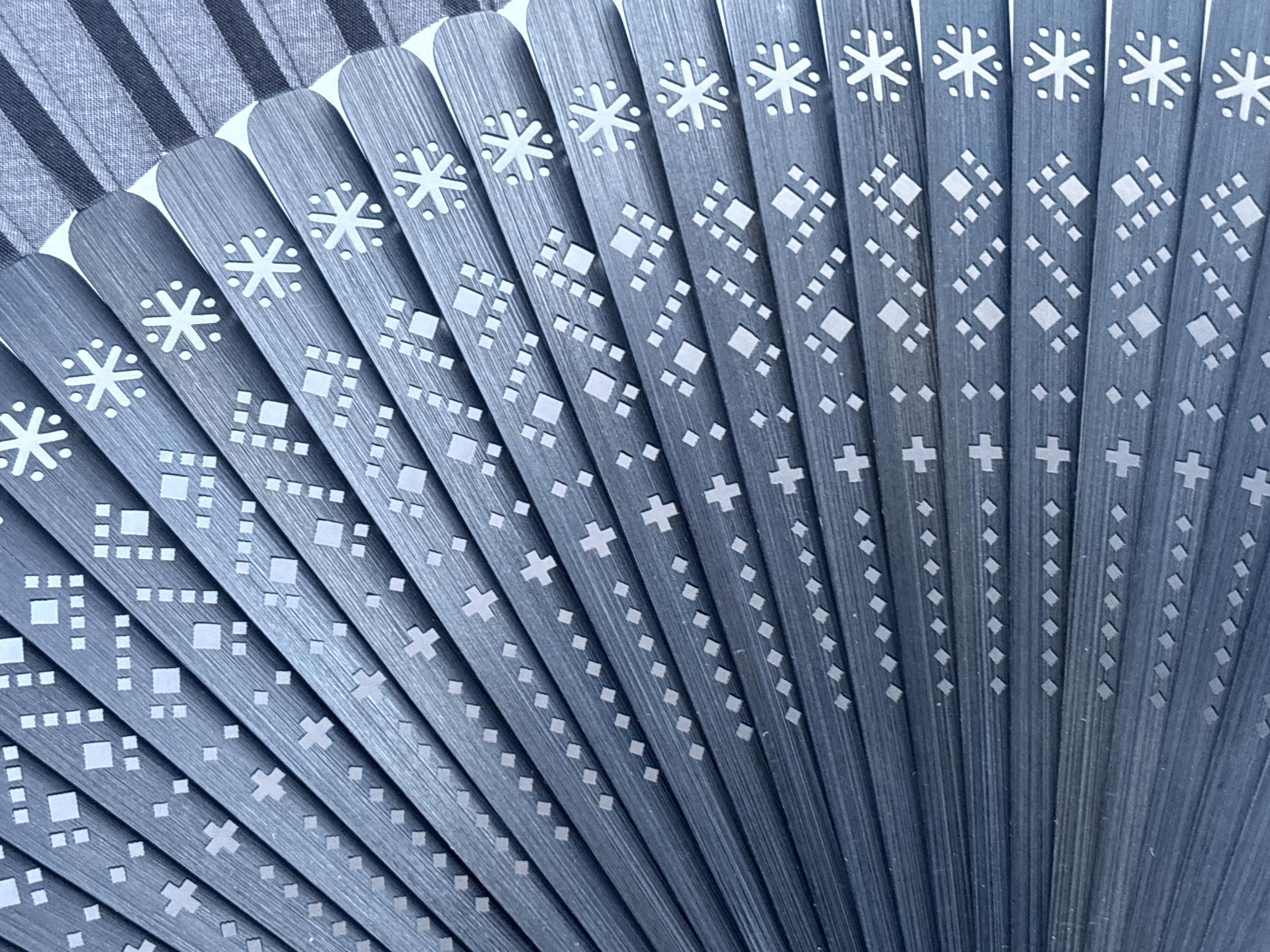 Midnight Blue Floral Cutout Pattern Folding Hand Fan - view 5