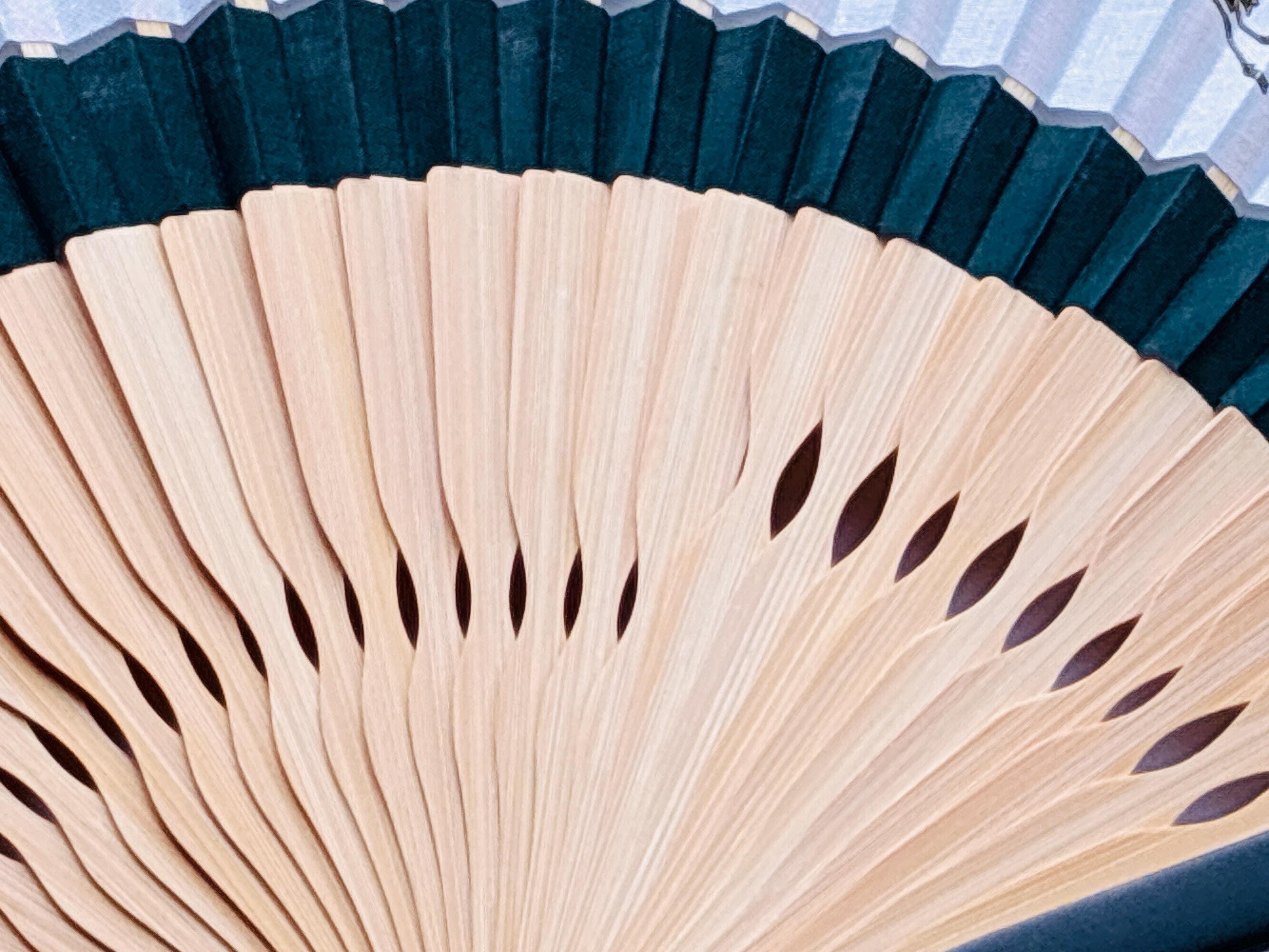 White Crane and Pine Branch Print Folding Hand Fan - view 6