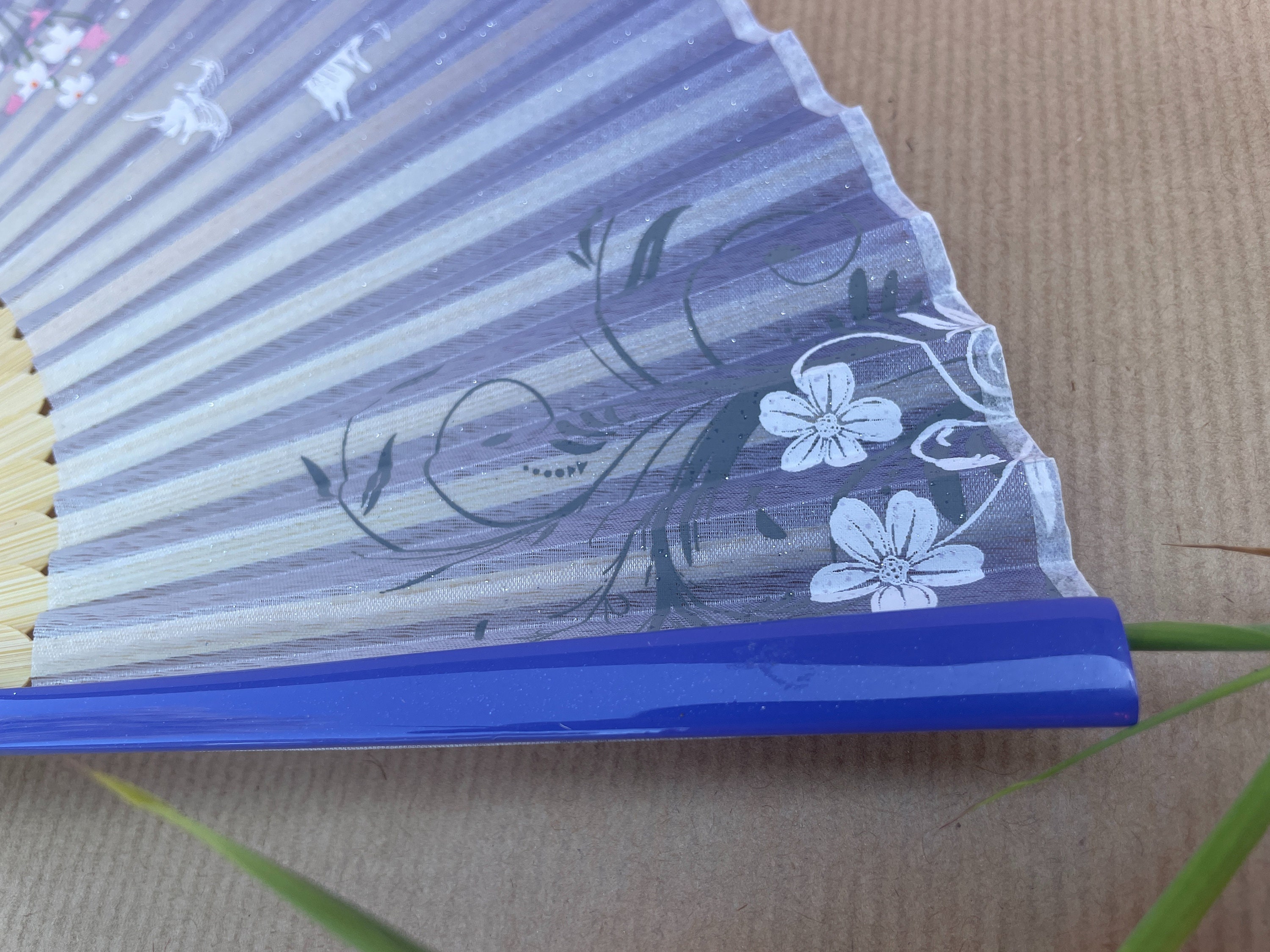 Lavender Cherry Blossom and Petal Print Folding Hand Fan - view 5