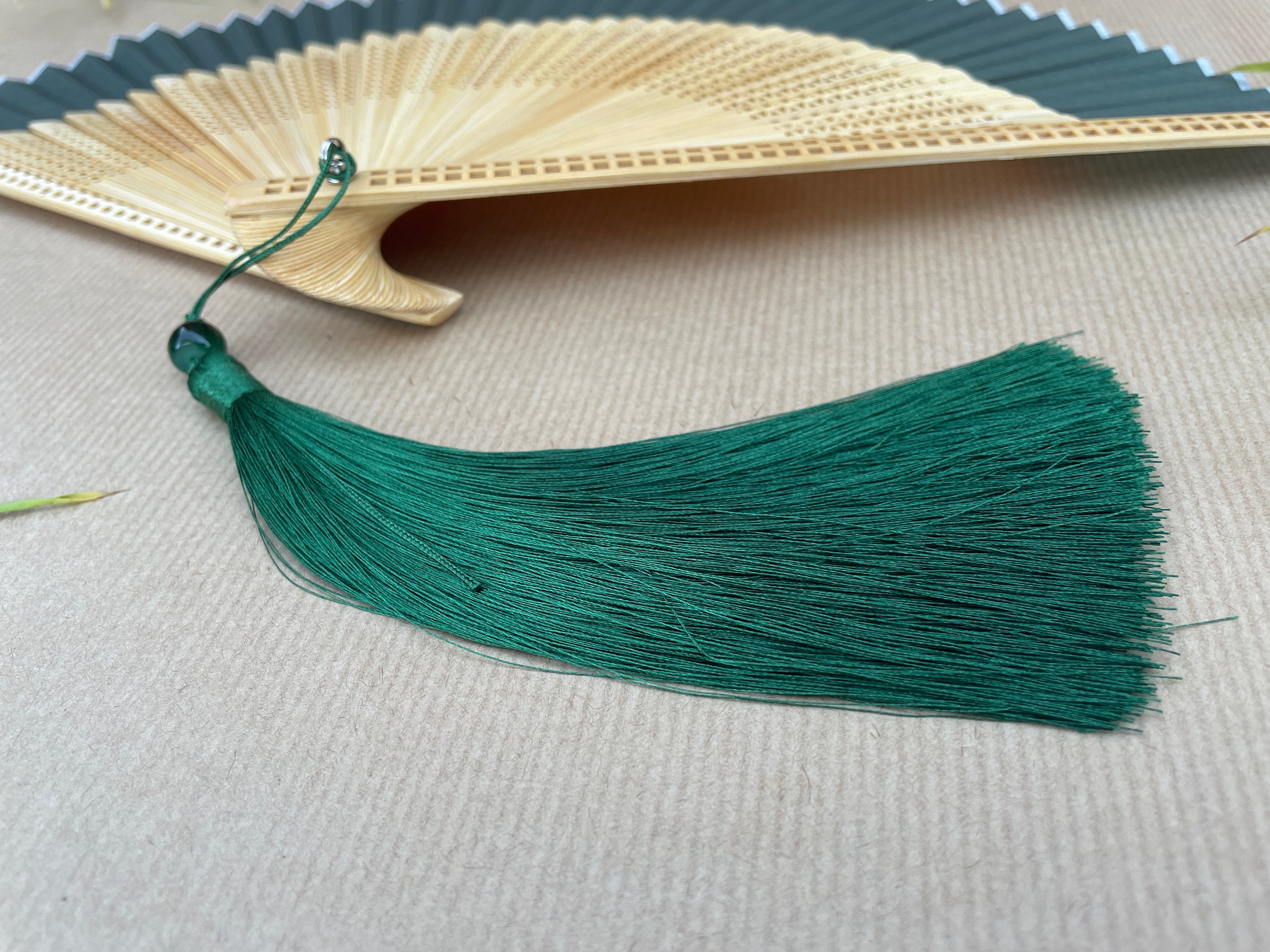 Deep Green Openwork Carved Pattern Folding Hand Fan - view 5